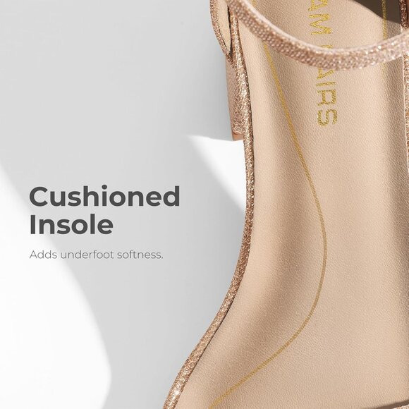 Dream Pairs Women's Gold Glitter Chunky Block Heel Ankle Strap Sandals Shoes - Picture 5 of 8